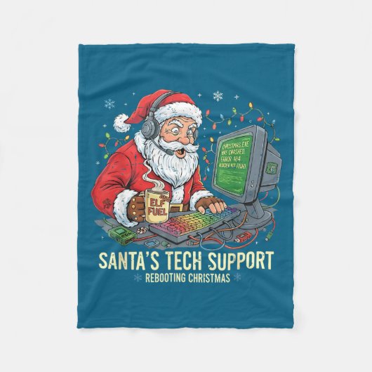 Cute Tech Support Rebooting s Computer Santa Santa Fleece Deken (Voorkant)