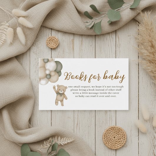 Cute Teddy Balloons Books for Baby Enclosure Card Informatiekaartje