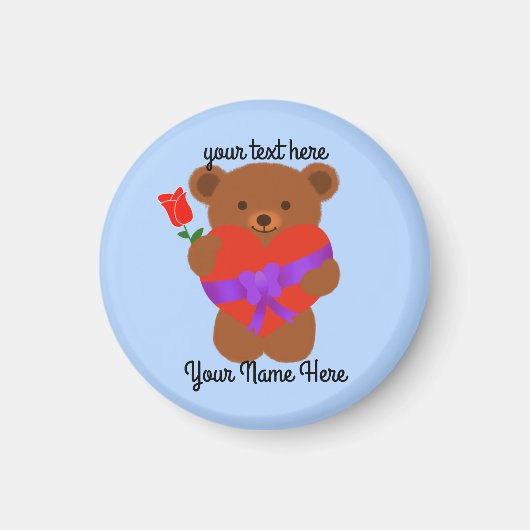 Cute Teddy Bear #1 Round Magnet (Voorkant)