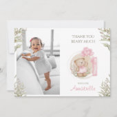 Cute Teddy Bear | 1e verjaardag | Foto Bedankkaart (Voorkant)