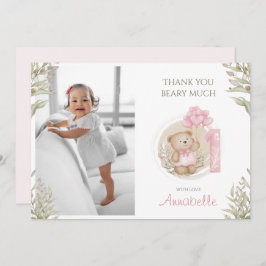 Cute Teddy Bear | 1e verjaardag | Foto Bedankkaart