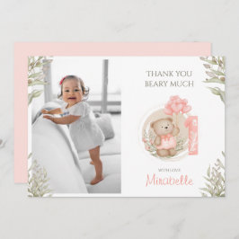 Cute Teddy Bear | 1e verjaardag | Foto Bedankkaart