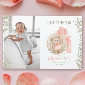 Cute Teddy Bear 1st Birthday Foto Guest Book Gastenboek