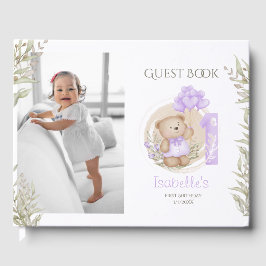 Cute Teddy Bear 1st Birthday Foto Guest Book Gastenboek