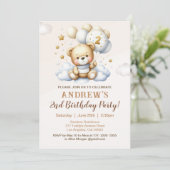 Cute Teddy Bear 2nd Birthday for Boy Kaart (Staand voorkant)