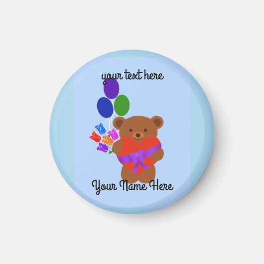 Cute Teddy Bear #3 Round Magnet (Voorkant)