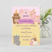 Cute Teddy Bear 4th Birthday Editable Template Kaart (Staand voorkant)