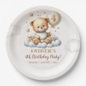 Cute Teddy Bear 4th Birthday Papieren Bordje (Voorkant)