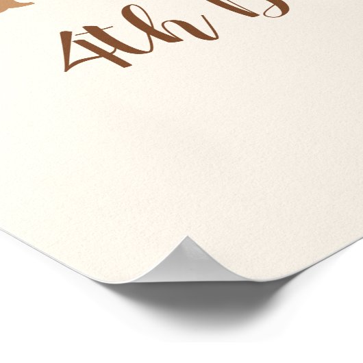 Cute Teddy Bear 4th Birthday Wall Decoration Poster (Hoek)