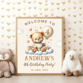 Cute Teddy Bear 4th Birthday Wall Decoration Poster