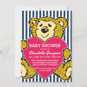 Cute Teddy Bear and Love Birthday Invitation Kaart