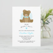 Cute Teddy Bear Aqua Blue Bow Stropdas Baby Boy Sh Kaart (Staand voorkant)