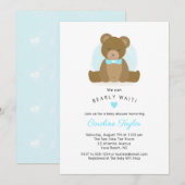 Cute Teddy Bear Aqua Blue Bow Stropdas Baby Boy Sh Kaart (Voorkant / Achterkant)
