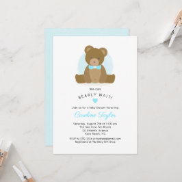 Cute Teddy Bear Aqua Blue Bow Stropdas Baby Boy Sh Kaart