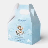 Cute Teddy Bear Aviator Airplane Blue Brown Shower Bedankdoosjes (Voorkant Zijde)