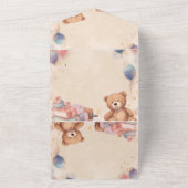 Cute Teddy Bear Baby shower All In One Uitnodiging (Buitenkant)