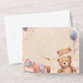 Cute Teddy Bear Baby shower All In One Uitnodiging (Achterkant)
