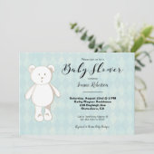 Cute Teddy Bear Baby shower | Aqua Blue Argyle (Staand voorkant)