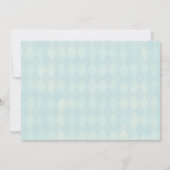 Cute Teddy Bear Baby shower | Aqua Blue Argyle (Achterkant)