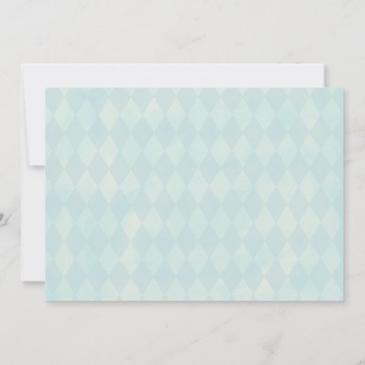 Cute Teddy Bear Baby shower | Aqua Blue Argyle (Achterkant)