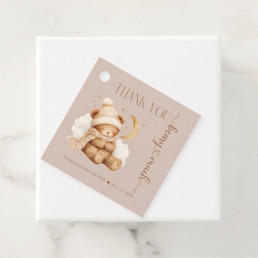Cute Teddy Bear Baby shower Bedankjes Labels (In situ)