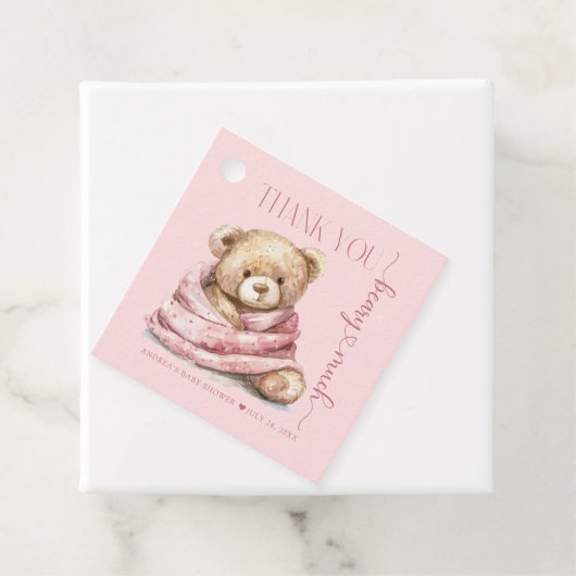 Cute Teddy Bear Baby shower Bedankjes Labels (In situ)