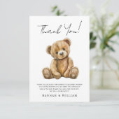 Cute Teddy Bear Baby shower Bedankkaart (Staand voorkant)