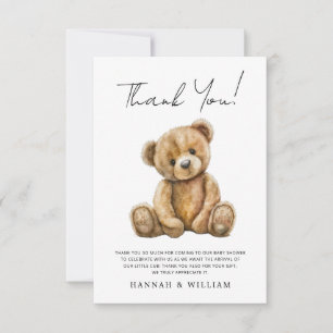 Cute Teddy Bear Baby shower Bedankkaart