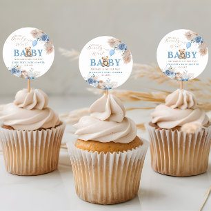 Cute Teddy Bear Baby Shower Blauw Boho Jongen Ronde Sticker