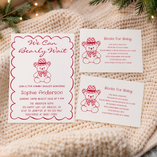 Cute Teddy Bear Baby Shower Books for Baby Informatiekaartje