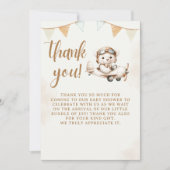 Cute Teddy Bear Baby Shower boy Bedankkaart (Voorkant)