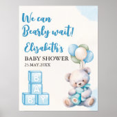Cute Teddy Bear Baby Shower Boy Decoration Poster (Voorkant)