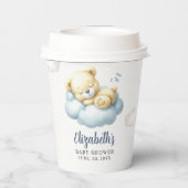 Cute Teddy Bear Baby Shower Boy Papieren Bekers (Achterkant)
