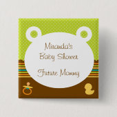 Cute Teddy Bear Baby shower Button (Voorkant)