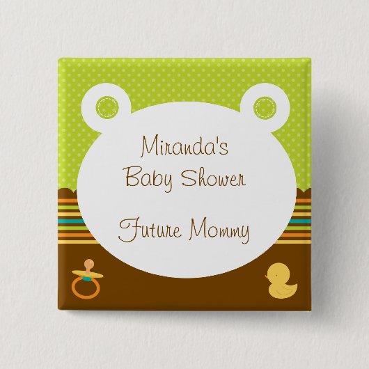 Cute Teddy Bear Baby shower Button (Voorkant)
