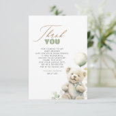 Cute Teddy Bear Baby shower Dank je Bedankkaart (Staand voorkant)