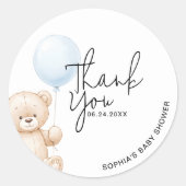 Cute Teddy Bear Baby shower Dank je Ronde Sticker (Voorkant)