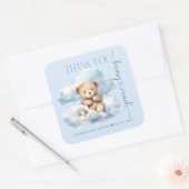 Cute Teddy Bear Baby shower Dank je Vierkante Sticker (Envelop)