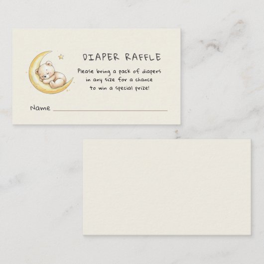 Cute Teddy Bear Baby shower Diaper Raffle Informatiekaartje (Voorkant / Achterkant)