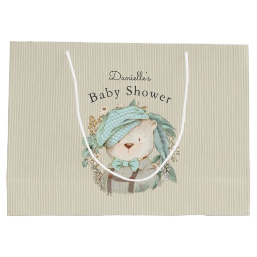 Cute  Teddy Bear Baby shower for Boy Groot Cadeauzakje (Achterkant)