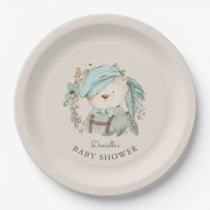 Cute  Teddy Bear Baby shower for Boy Papieren Bordje