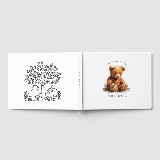 Cute Teddy Bear Baby shower Gastenboek (Volledig)