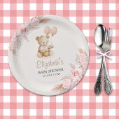 Cute Teddy Bear Baby Shower Girl Papieren Bordje
