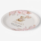 Cute Teddy Bear Baby Shower Girl Papieren Bordje (Gekanteld)