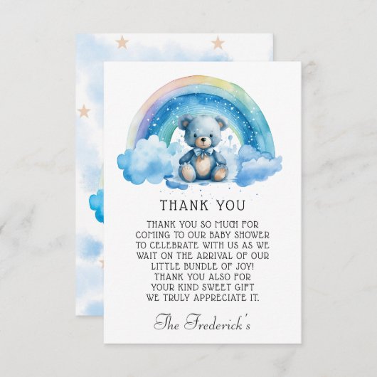 Cute Teddy Bear Baby shower Hartelijk dank Bedankkaart (Voorkant / Achterkant)