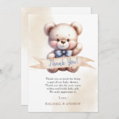 Cute Teddy Bear Baby shower Hartelijk dank Kaart (Voorkant / Achterkant)