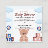Cute Teddy Bear Baby shower Invitation Informatiekaartje (Voorkant)