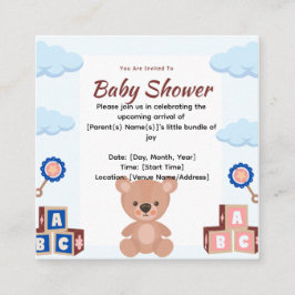 Cute Teddy Bear Baby shower Invitation Informatiekaartje