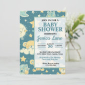 Cute Teddy Bear Baby shower Invitation Kaart (Staand voorkant)