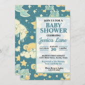 Cute Teddy Bear Baby shower Invitation Kaart (Voorkant / Achterkant)